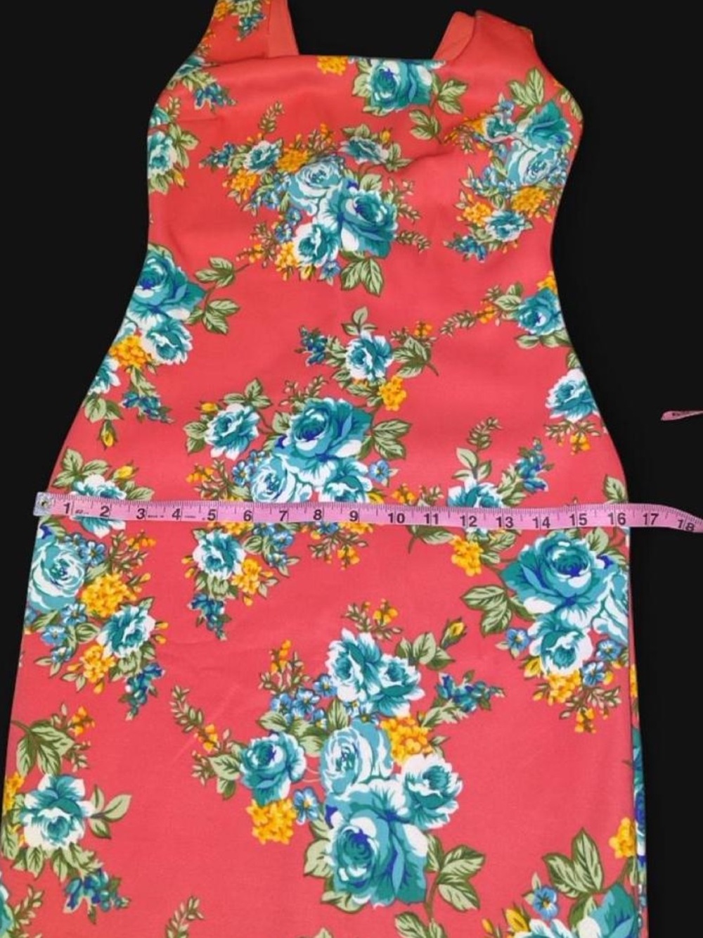 Va Va Voom Salmon Floral Square-Neck Midi Dress - Picture 7 of 8